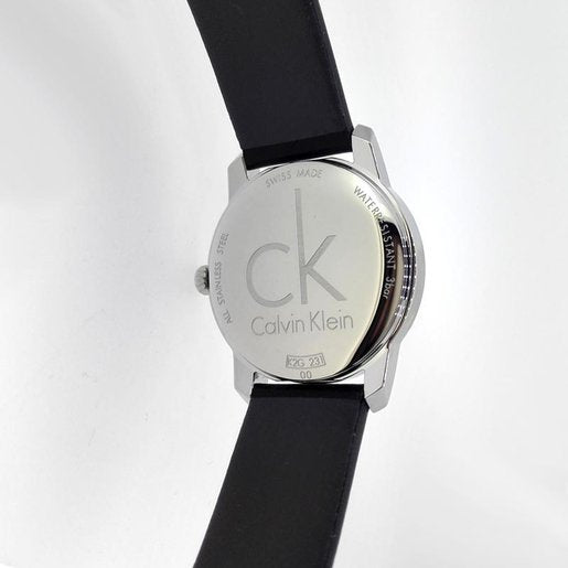  Shop Authentic Calvin Klein City Silver Dial Black Leather Strap Watch For Women - K2G231C6 - Luxxuri