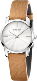  Shop Authentic Calvin Klein City Silver Dial Orange Leather Strap Watch for Women - K2G231G6 - Luxxuri