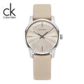  Shop Authentic Calvin Klein City White Dial White Leather Strap Watch for Women - K2G231XH - Luxxuri