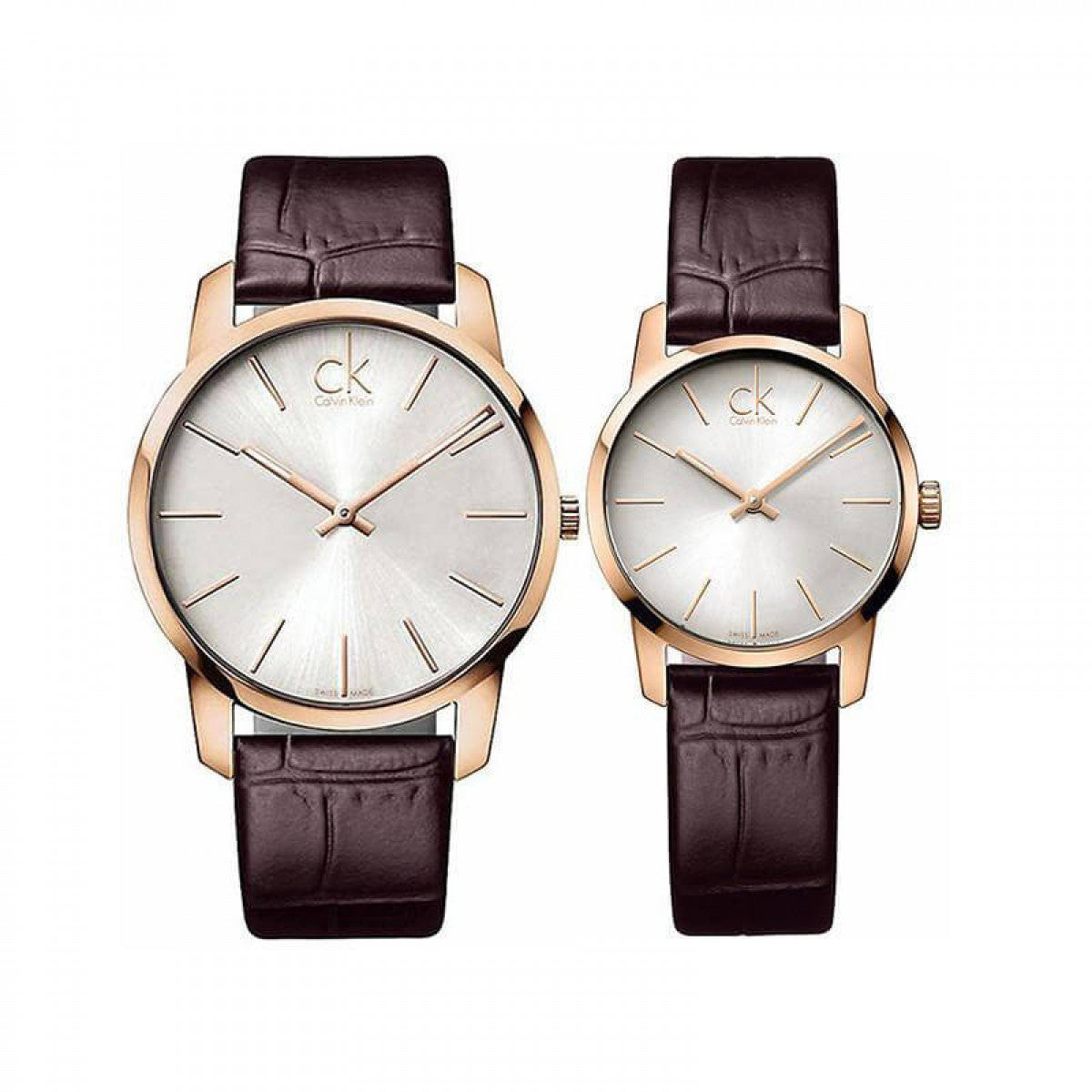  Shop Authentic Calvin Klein City White Mother of Pearl Dial Brown Leather Strap Watch for Women - K2G23620 - Luxxuri