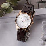 Shop Authentic Calvin Klein City White Mother of Pearl Dial Brown Leather Strap Watch for Women - K2G23620 - Luxxuri