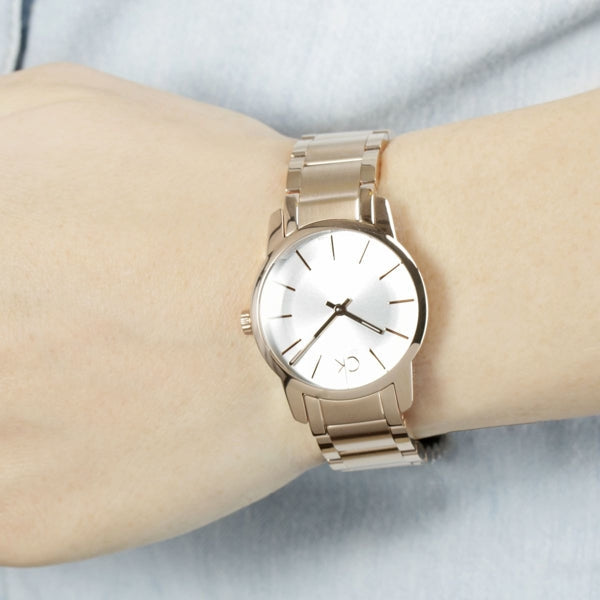  Shop Authentic Calvin Klein City White Mother of Pearl Dial Rose Gold Steel Strap Watch for Women - K2G23646 - Luxxuri