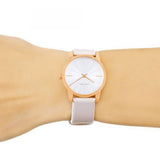  Shop Authentic Calvin Klein City Silver Dial White Leather Strap Watch for Women - K2G236X6 - Luxxuri