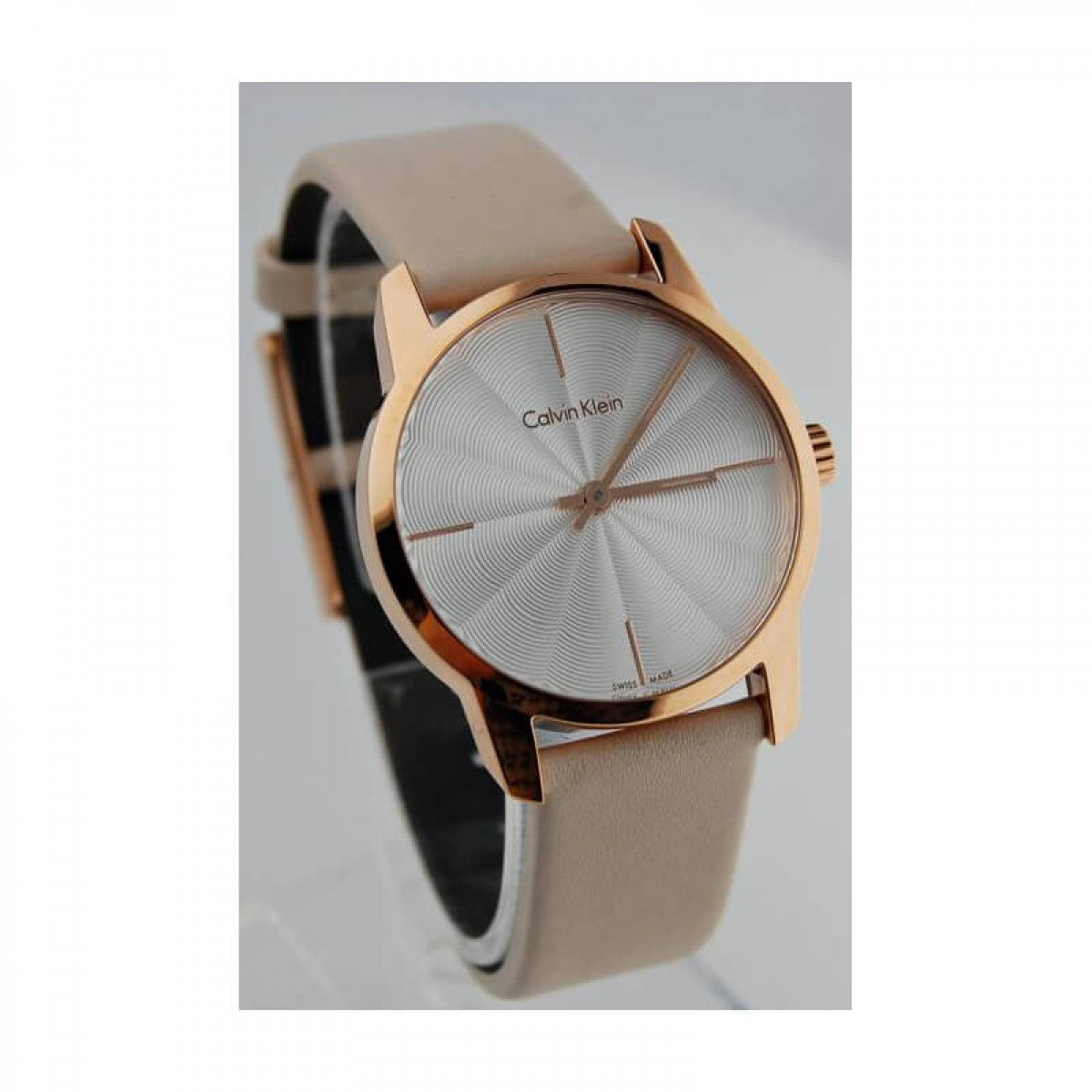  Shop Authentic Calvin Klein City Silver Dial White Leather Strap Watch for Women - K2G236X6 - Luxxuri