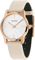  Shop Authentic Calvin Klein City Silver Dial White Leather Strap Watch for Women - K2G236X6 - Luxxuri