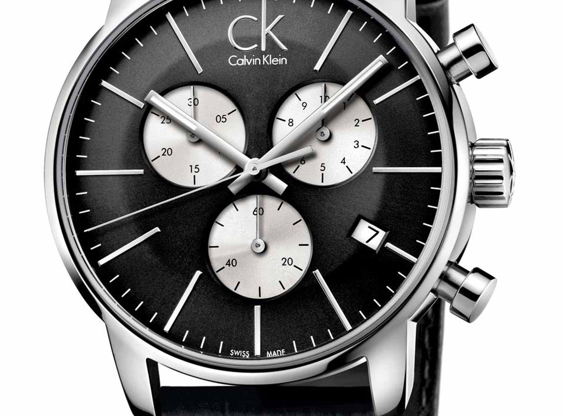  Shop Authentic Calvin Klein City Chronograph Black Dial Black Leather Strap Watch for Men - K2G271C3 - Luxxuri