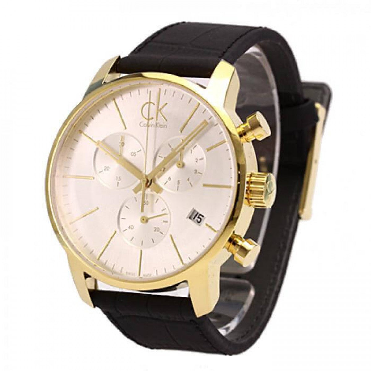  Shop Authentic Calvin Klein City Chronograph Silver Dial Black Leather Strap Watch for Men - K2G275C6 - Luxxuri