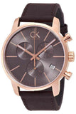  Shop Authentic Calvin Klein City Chronograph Grey Dial Brown Leather Strap Watch for Men - K2G276G3 - Luxxuri