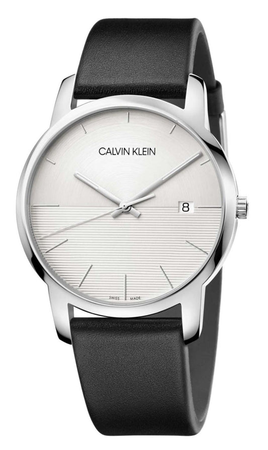  Shop Authentic Calvin Klein City White Dial Black Leather Strap Watch for Men - K2G2G1CD - Luxxuri