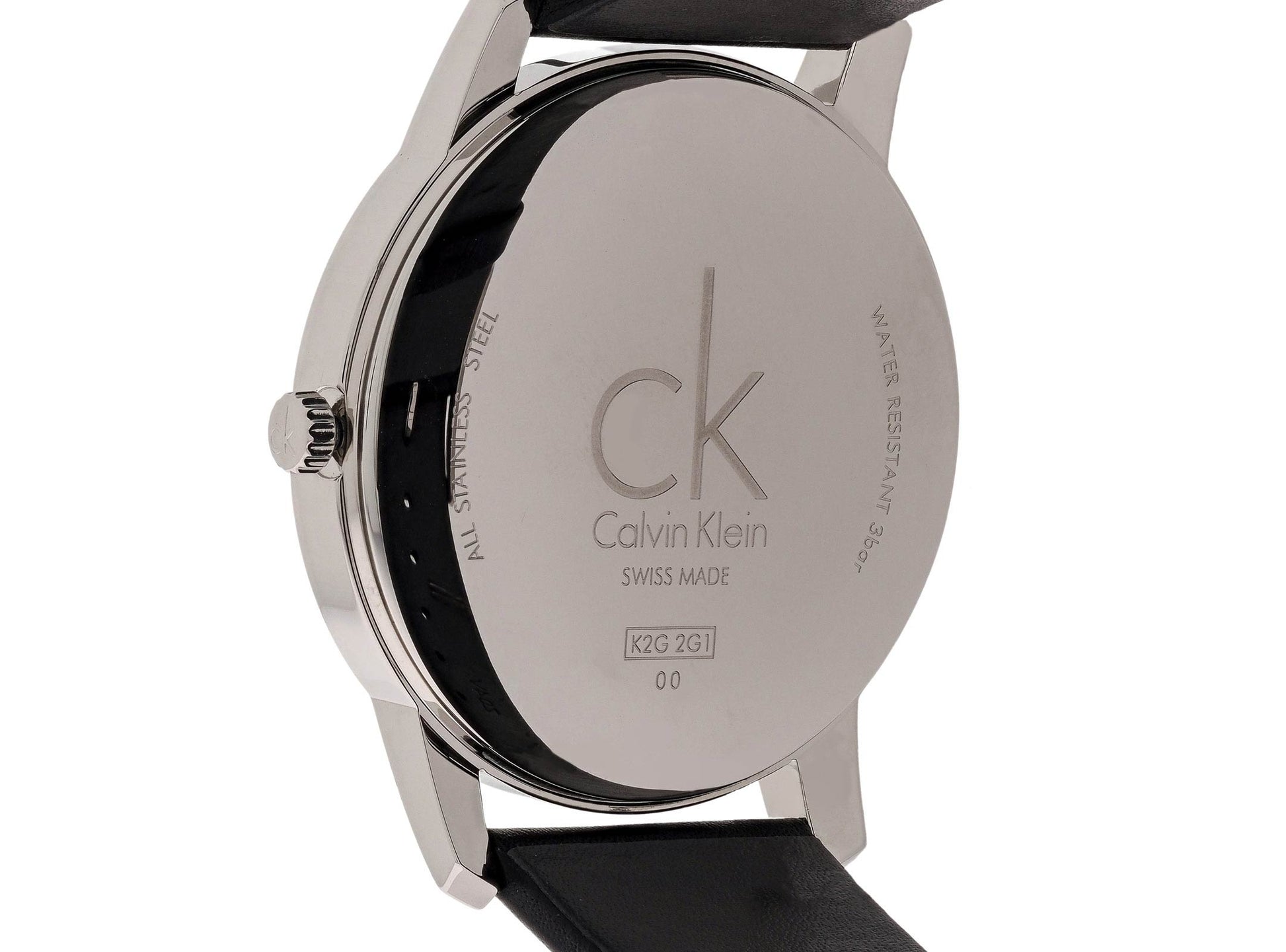  Shop Authentic Calvin Klein City White Dial Black Leather Strap Watch for Men - K2G2G1CD - Luxxuri