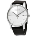  Shop Authentic Calvin Klein City White Dial Black Leather Strap Watch for Men - K2G2G1CD - Luxxuri
