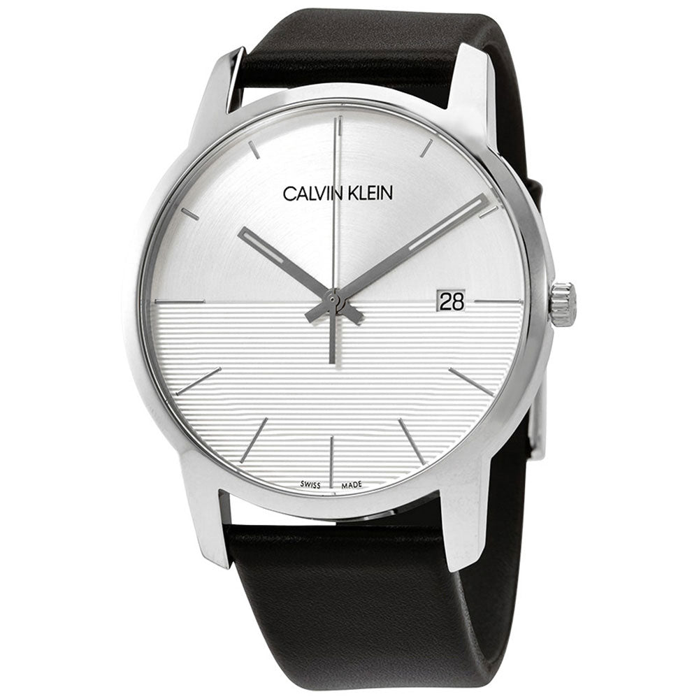  Shop Authentic Calvin Klein City White Dial Black Leather Strap Watch for Men - K2G2G1CD - Luxxuri