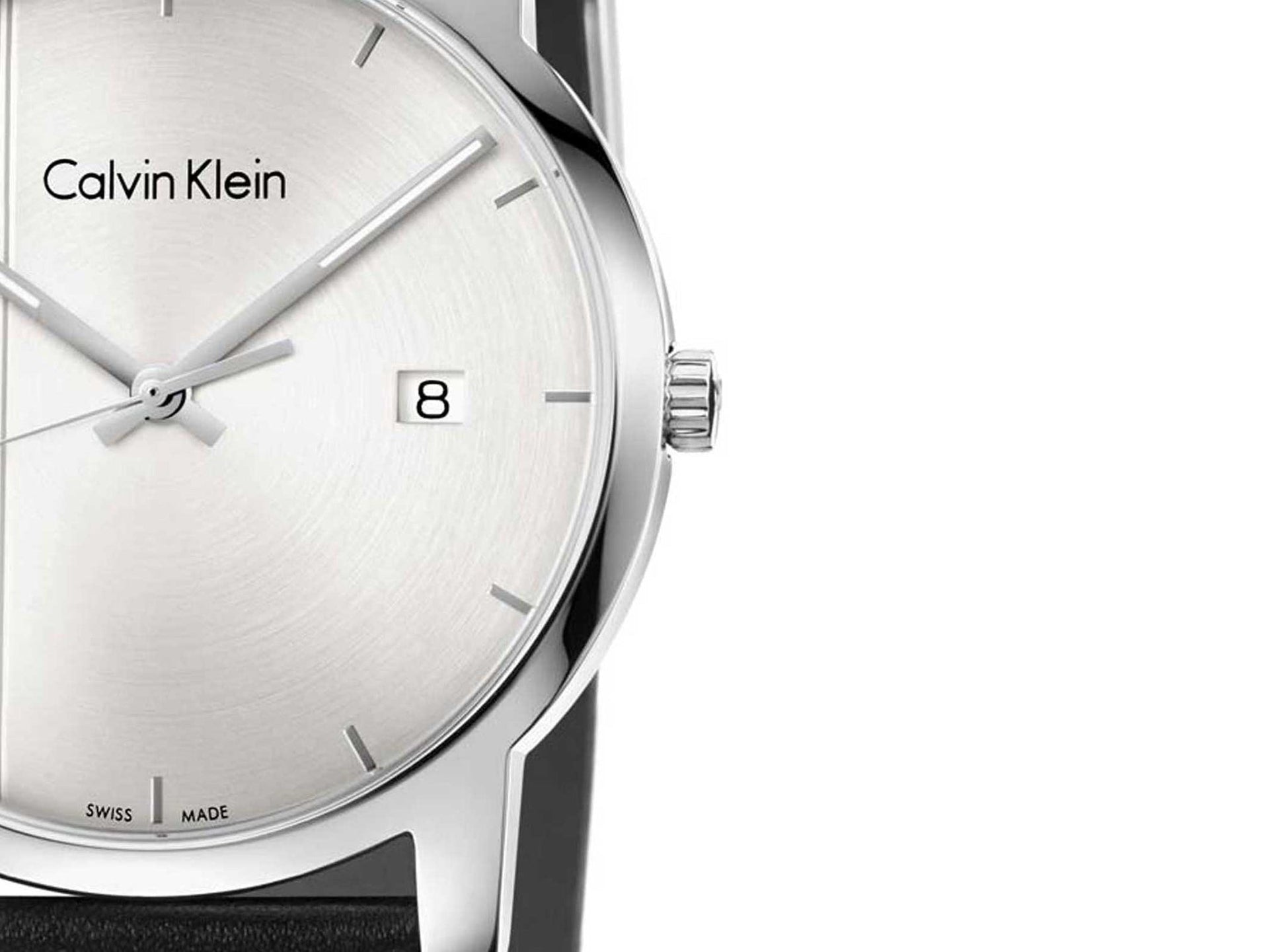  Shop Authentic Calvin Klein City White Dial Black Leather Strap Watch for Men - K2G2G1CD - Luxxuri