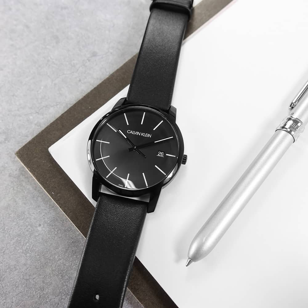  Shop Authentic Calvin Klein City Quartz Black Dial Black Leather Strap Watch for Men - K2G2G4C1 - Luxxuri