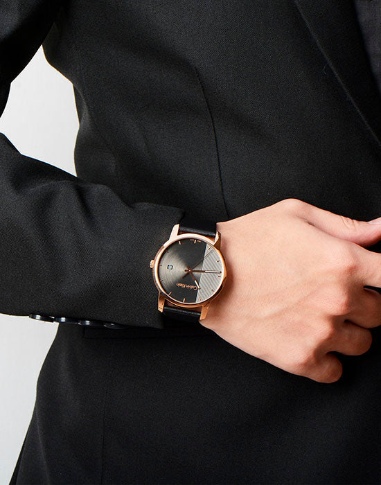  Shop Authentic Calvin Klein City Quartz Black Dial Black Leather Strap Watch for Men - K2G2G6CZ - Luxxuri