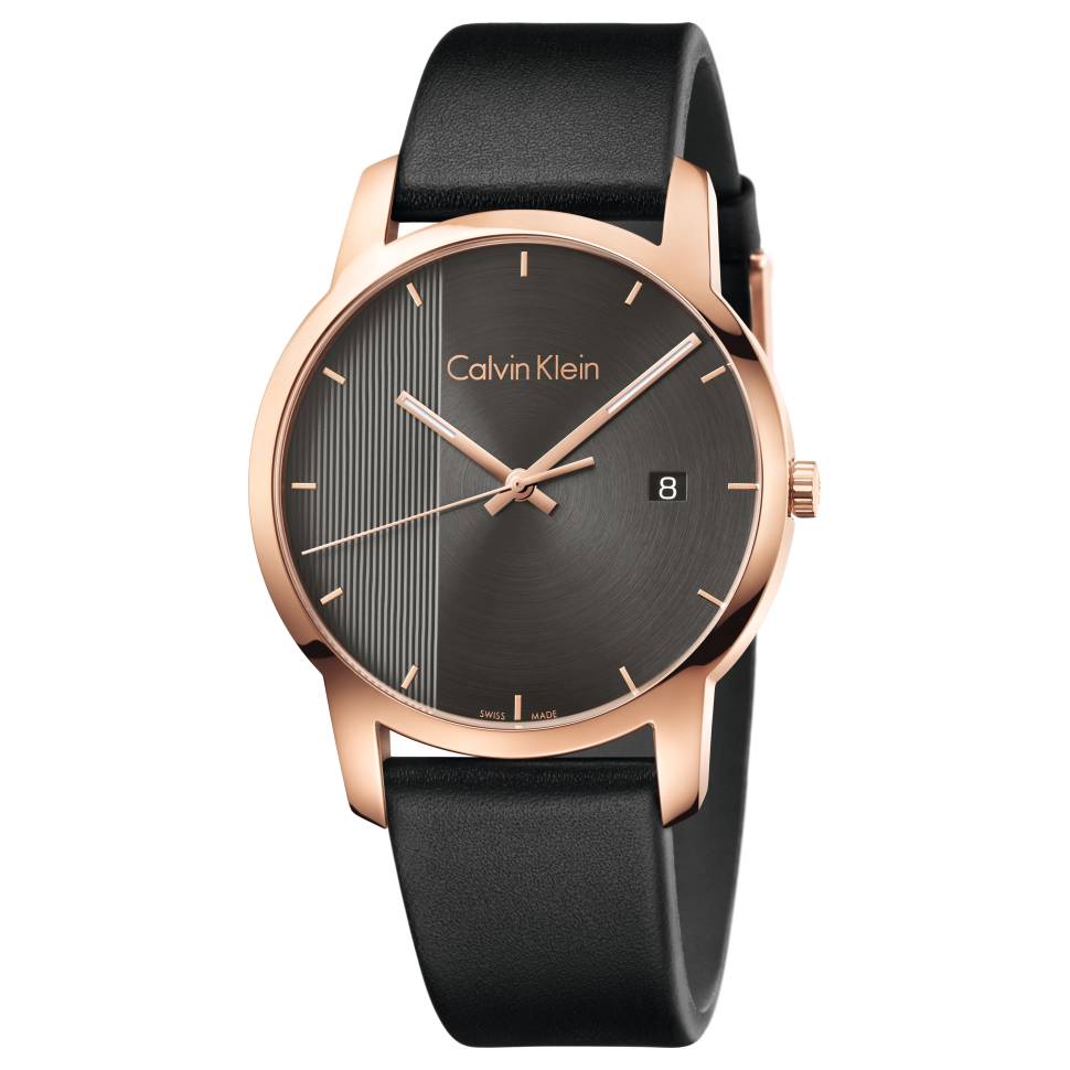  Shop Authentic Calvin Klein City Quartz Grey Dial Black Leather Strap Watch for Men - K2G2G6C3 - Luxxuri