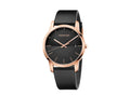  Shop Authentic Calvin Klein City Quartz Black Dial Black Leather Strap Watch for Men - K2G2G6CZ - Luxxuri