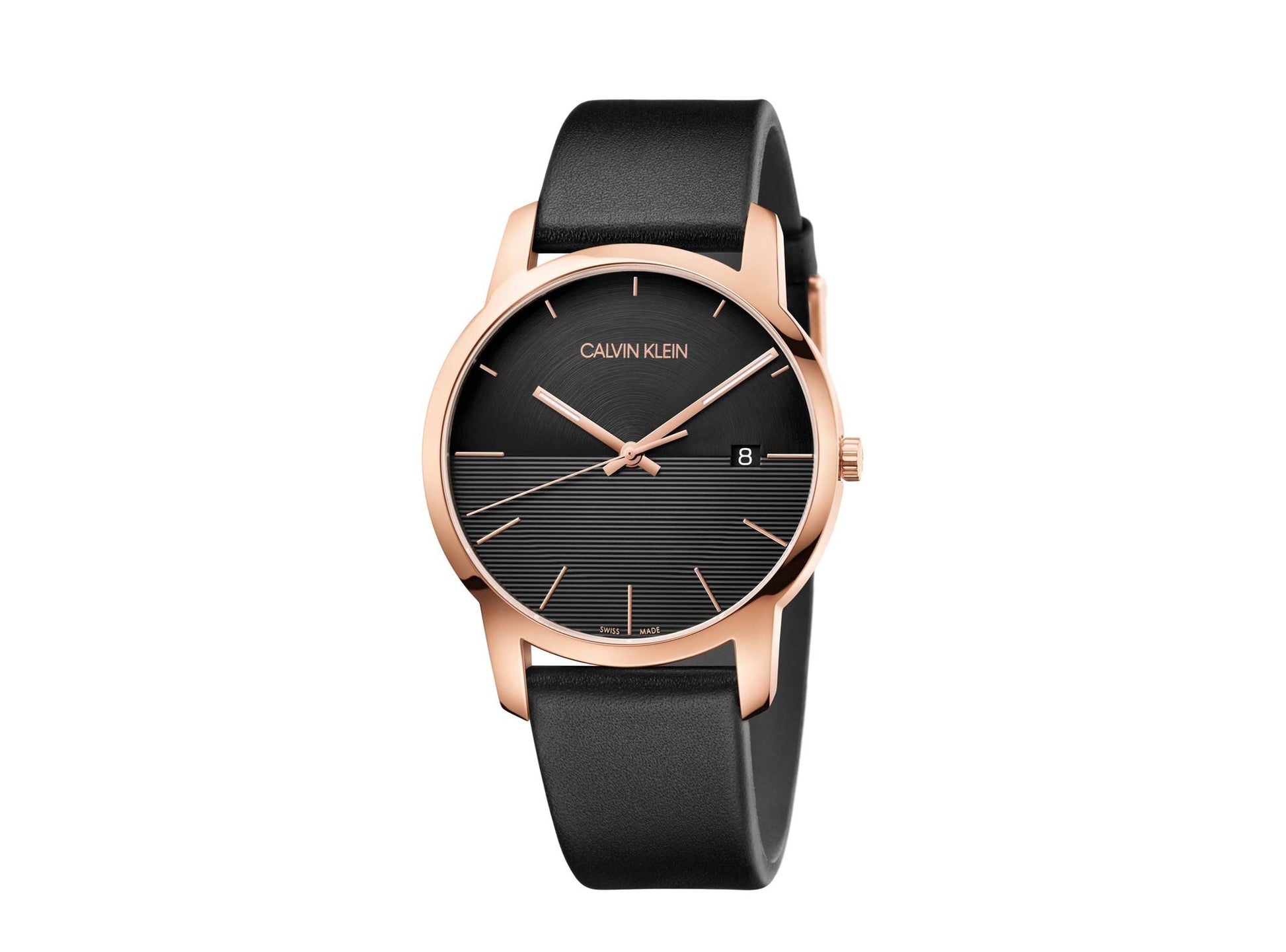  Shop Authentic Calvin Klein City Quartz Black Dial Black Leather Strap Watch for Men - K2G2G6CZ - Luxxuri