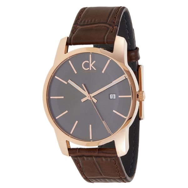  Shop Authentic Calvin Klein City Chronograph Brown Dial Brown Leather Strap Watch for Men - K2G2G6G3 - Luxxuri