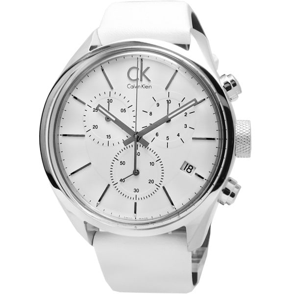  Shop Authentic Calvin Klein Masculine Chronograph White Dial White Leather Strap Watch for Men - K2H27101 - Luxxuri