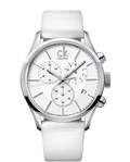  Shop Authentic Calvin Klein Masculine Chronograph White Dial White Leather Strap Watch for Men - K2H27101 - Luxxuri