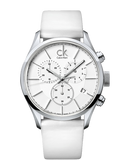  Shop Authentic Calvin Klein Masculine Chronograph White Dial White Leather Strap Watch for Men - K2H27101 - Luxxuri