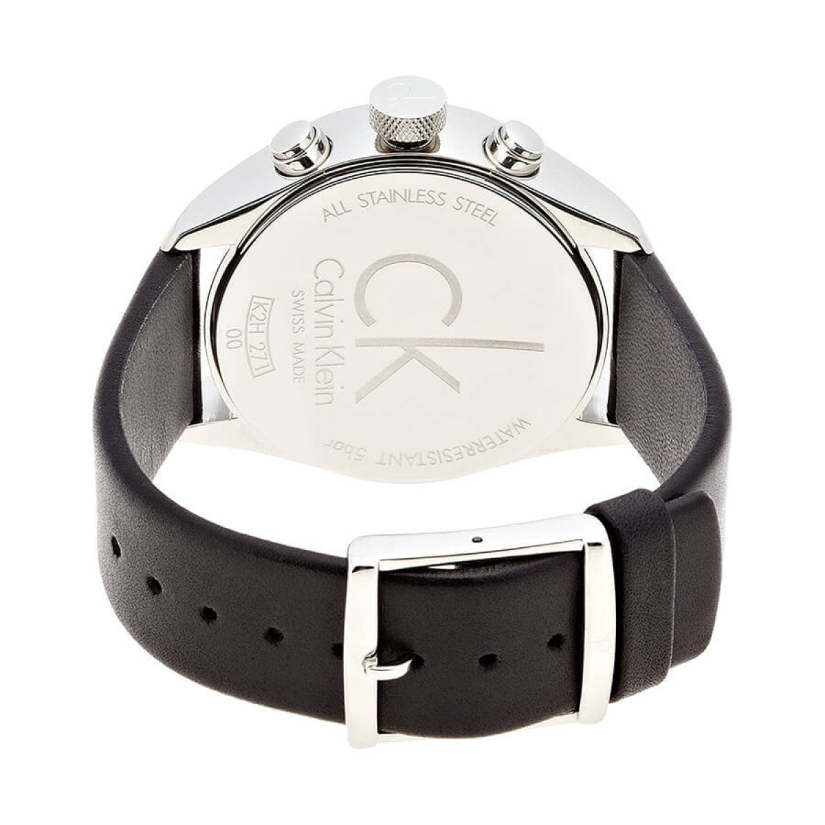  Shop Authentic Calvin Klein Masculine Chronograph Black Dial Black Leather Strap Watch for Men - K2H27102 - Luxxuri