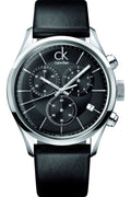  Shop Authentic Calvin Klein Masculine Chronograph Black Dial Black Leather Strap Watch for Men - K2H27102 - Luxxuri