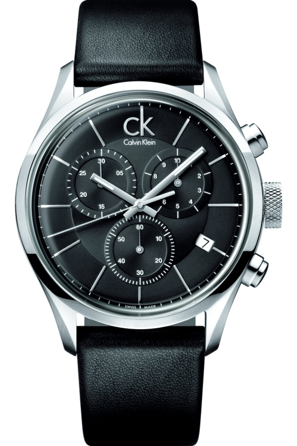  Shop Authentic Calvin Klein Masculine Chronograph Black Dial Black Leather Strap Watch for Men - K2H27102 - Luxxuri