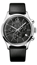  Shop Authentic Calvin Klein Masculine Chronograph Black Dial Black Leather Strap Watch for Men - K2H27102 - Luxxuri