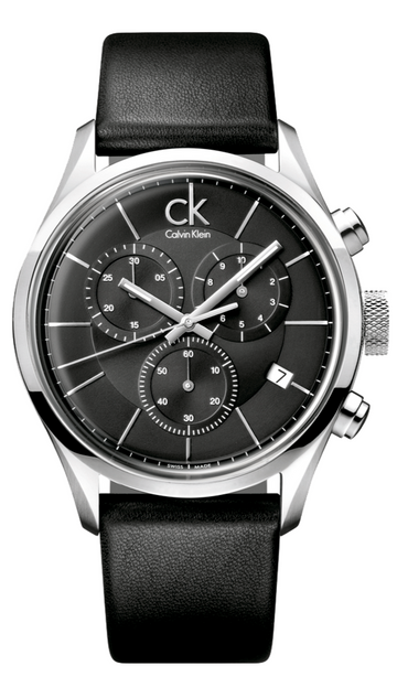  Shop Authentic Calvin Klein Masculine Chronograph Black Dial Black Leather Strap Watch for Men - K2H27102 - Luxxuri