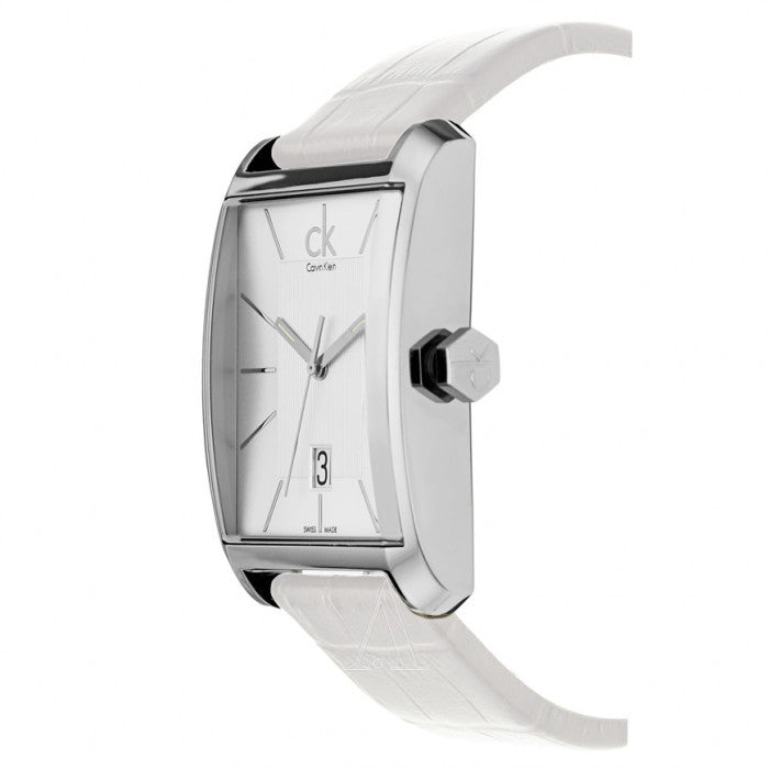  Shop Authentic Calvin Klein Window White Dial White Leather Strap Watch for Men - K2M21120 - Luxxuri