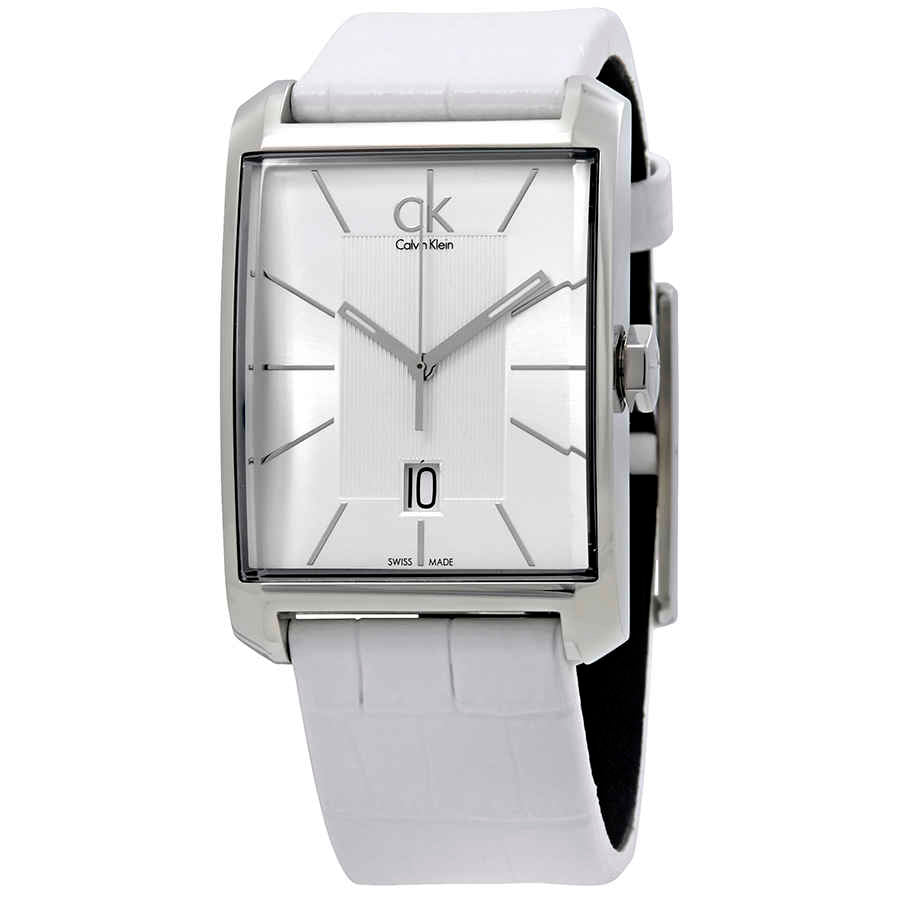  Shop Authentic Calvin Klein Window White Dial White Leather Strap Watch for Men - K2M21120 - Luxxuri