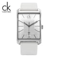  Shop Authentic Calvin Klein Window White Dial White Leather Strap Watch for Men - K2M21120 - Luxxuri