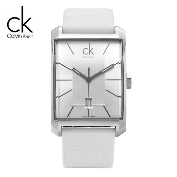  Shop Authentic Calvin Klein Window White Dial White Leather Strap Watch for Men - K2M21120 - Luxxuri
