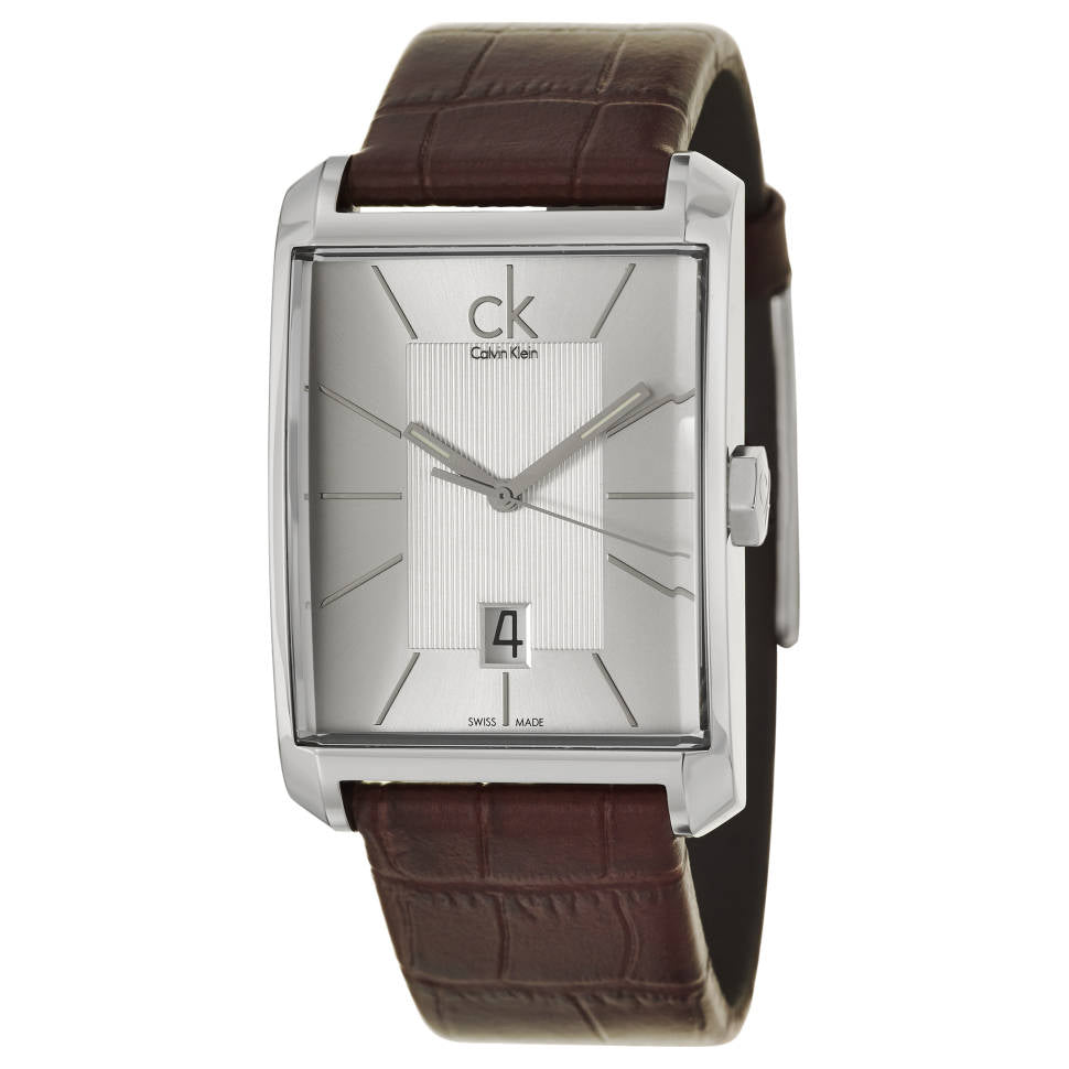  Shop Authentic Calvin Klein Window Silver Dial Brown Leather Strap Watch for Men - K2M21126 - Luxxuri