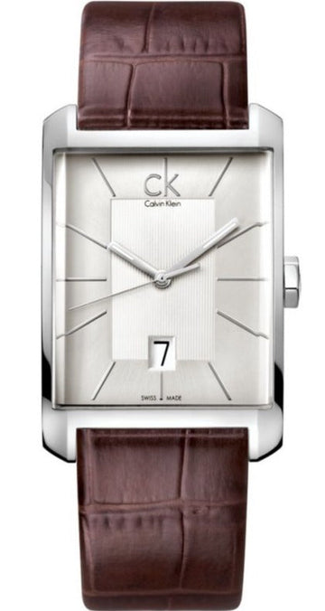  Shop Authentic Calvin Klein Window Silver Dial Brown Leather Strap Watch for Men - K2M21126 - Luxxuri