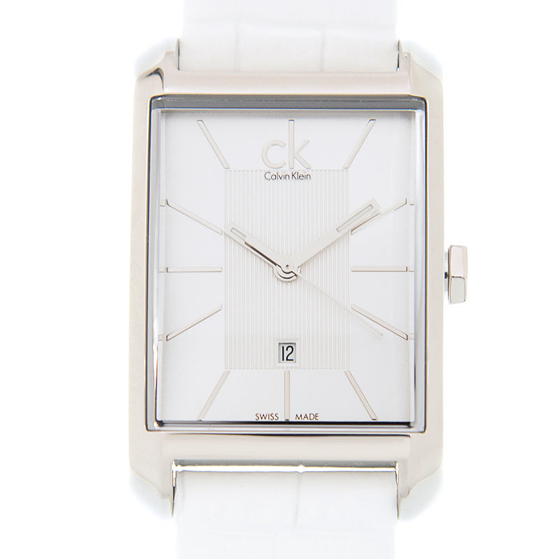  Shop Authentic Calvin Klein Window White Dial White Leather Strap Watch for Women - K2M23120 - Luxxuri
