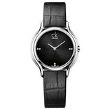  Shop Authentic Calvin Klein Skirt Black Dial Black Leather Strap Watch for Women - K2U231CS - Luxxuri