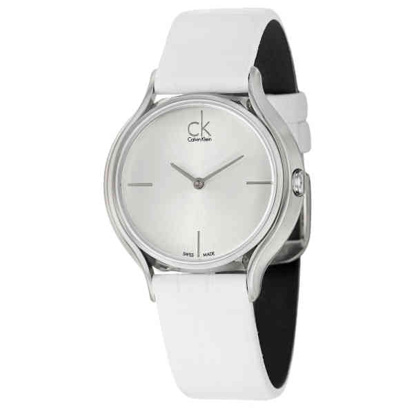  Shop Authentic Calvin Klein Skirt White Dial White Leather Strap Watch for Women - K2U231K6 - Luxxuri