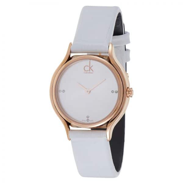  Shop Authentic Calvin Klein Skirt White Dial White Leather Strap Watch for Women - K2U236K6 - Luxxuri