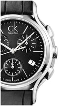  Shop Authentic Calvin Klein Skirt Chronograph Black Dial Black Leather Strap Watch for Men - K2U291C1 - Luxxuri