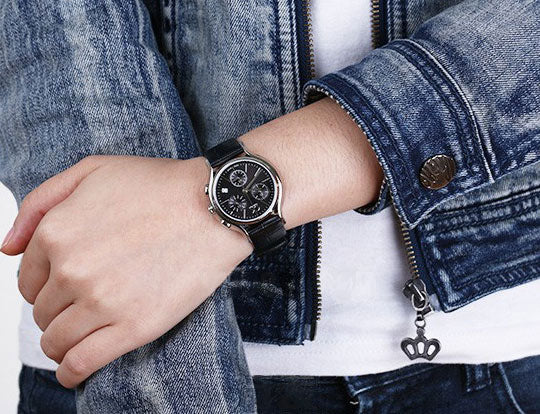  Shop Authentic Calvin Klein Skirt Chronograph Black Dial Black Leather Strap Watch for Men - K2U291C1 - Luxxuri