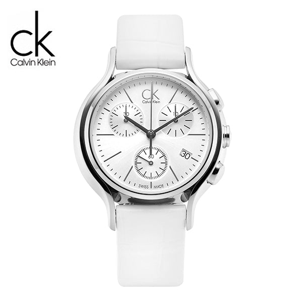  Shop Authentic Calvin Klein Skirt White Dial White Leather Strap Watch for Women - K2U291L6 - Luxxuri