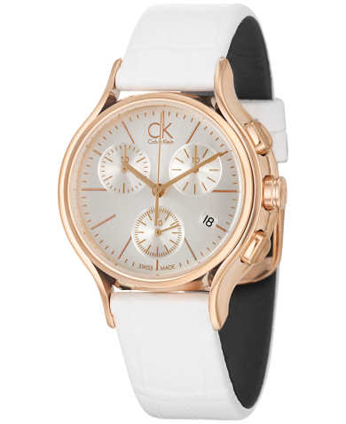  Shop Authentic Calvin Klein Skirt Chronograph White Dial White Leather Strap Watch for Women - K2U296L6 - Luxxuri