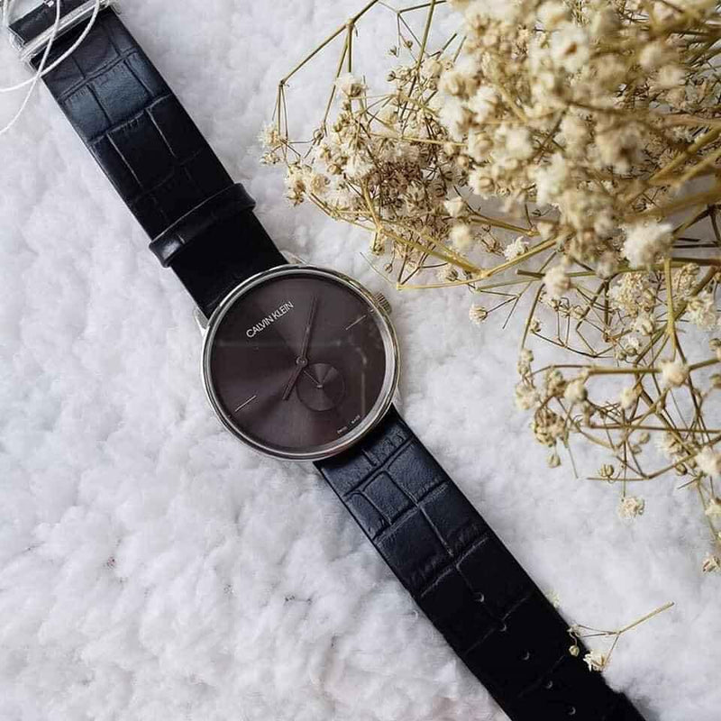  Shop Authentic Calvin Klein Accent Black Dial Black Leather Strap Watch for Men - K2Y211C3 - Luxxuri