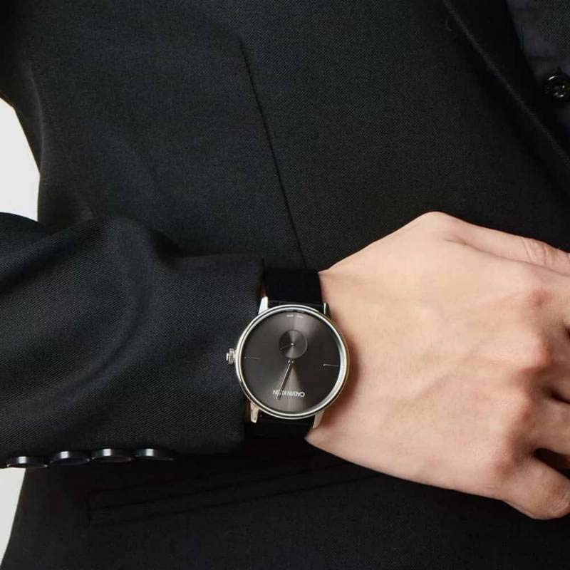  Shop Authentic Calvin Klein Accent Black Dial Black Leather Strap Watch for Men - K2Y211C3 - Luxxuri