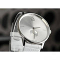  Shop Authentic Calvin Klein Accent Silver Dial White Leather Strap Watch for Women - K2Y211K6 - Luxxuri