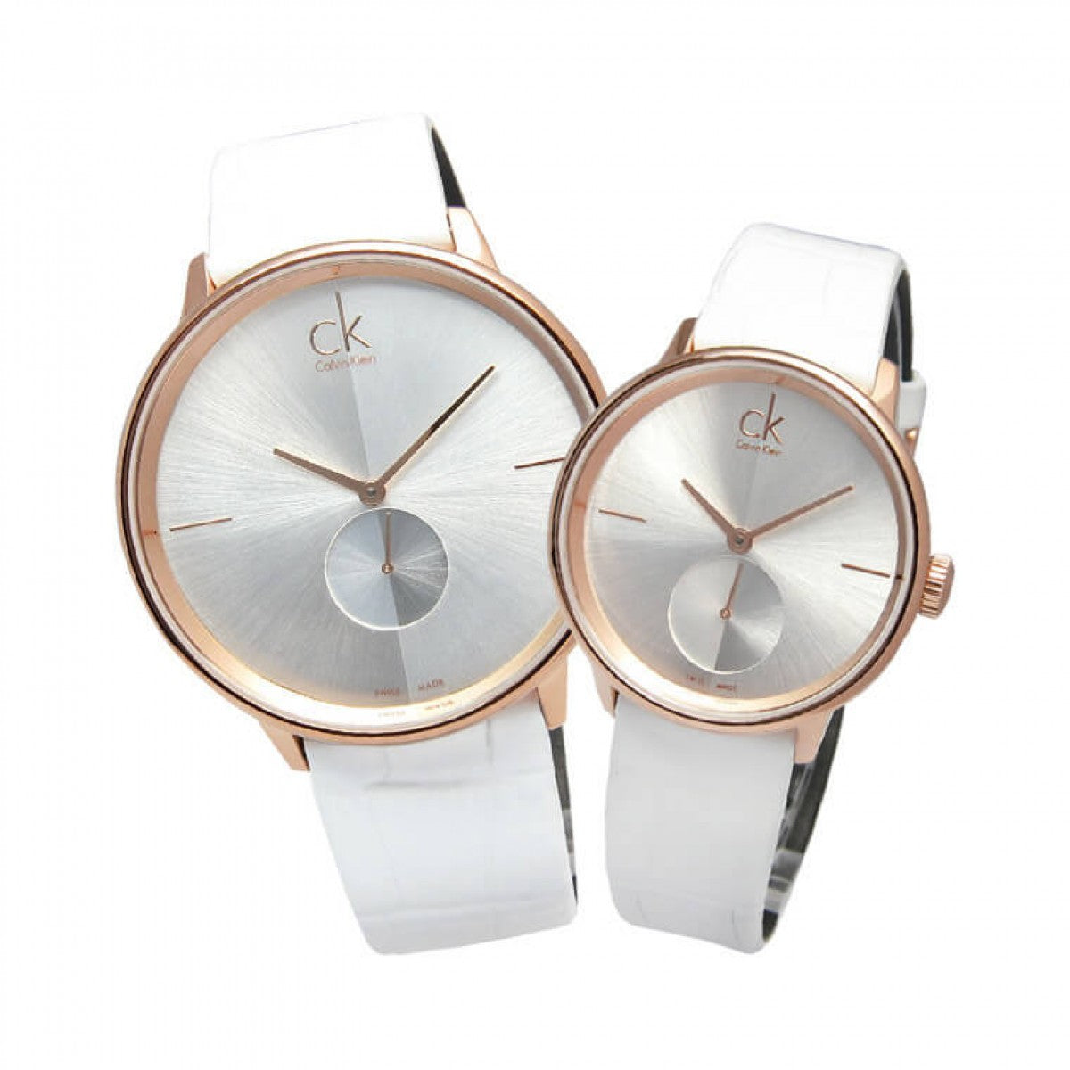  Shop Authentic Calvin Klein Accent Silver Dial White Leather Strap Watch for Women - K2Y216K6 - Luxxuri