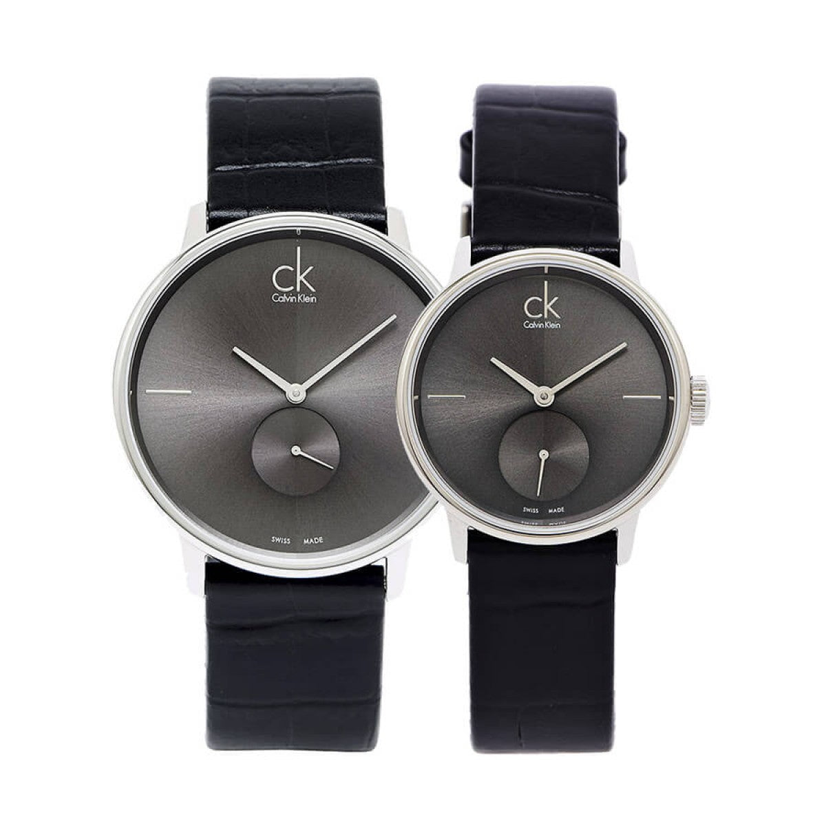  Shop Authentic Calvin Klein Accent Black Dial Black Leather Strap Watch for Women - K2Y231C3 - Luxxuri